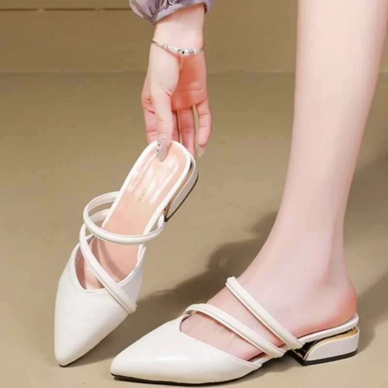 Toe Narrow BandSlippers Women Fashion Shallow Sandal Elegant Summer Footwear Woman