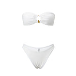 2026 Summer Womens Solid Color Bikini Sets Strapless Bra Tops with Thong Swimsuits 2 Pcs Set Bathing Suits for Beach Pool