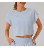New Yoga Short Sleeve Women Running Fitness Shirt Summer Quick Drying Sleeveless Running Loose Fit Sports T-shirt Workout Top
