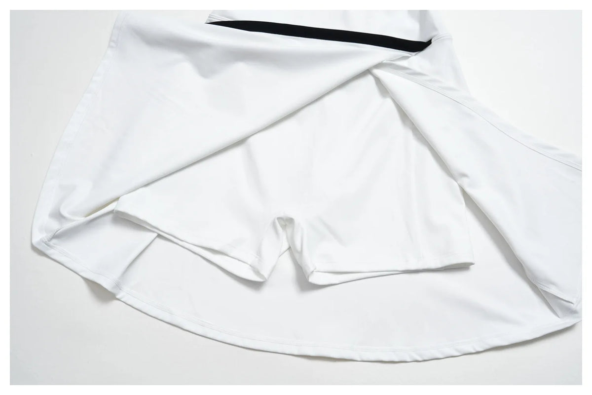 Naked Women's Tennis Dresses for Women Breathable Back Hollowed Out Sleeveless Mini Dress Built in Shorts Tight Sports Skirt