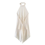 Women's Fashion Backless Halter Top Cream White Halter Neck Hem Sleeveless Dress Elegant Dress For Women Pure Desire Casual UBK6