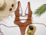Deep V Neck Wrap Around High Cut Women Swimwear One Piece Swimsuit Female Monikini Tummy Cut Out Bathing Suit Swim Beach Wear