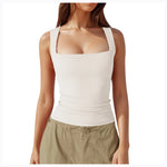 Square Neck Camisoles For Women Chiffon Solid Sleeveless Tight Elastic Bodysuit Slimming Top Sexy Women Blouses Ropa De Mujer