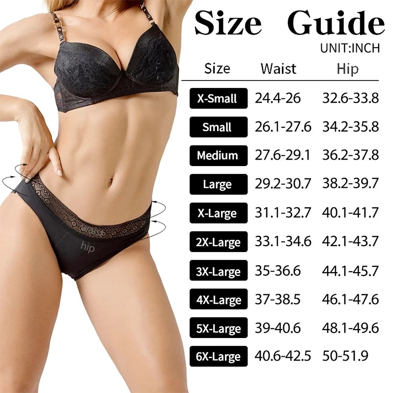 4-Layers Transparent Lace Menstrual Panties Leakproof Antibacterial Women's Underpants Comfortable Breathable Ladies Briefs
