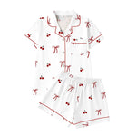 Women's Sleepwear Women's Comfort Printed Pajamas Set Milk Silk Cardigan Short Sleeve Shorts Homewear Set