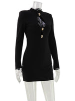 Ahagaga Fashion Women's Mini Dress Solid Hollow Out Regular Long Sleeves Sheath Bodycon Sexy Club Basic Casual Streetwear Female