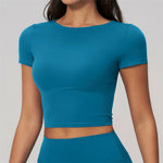 Brushed Yoga T Shirts Women Short Sleeve O Neck Slimming Sports Top Breathable Gym Running Fitness T-shirt Workout Clothes
