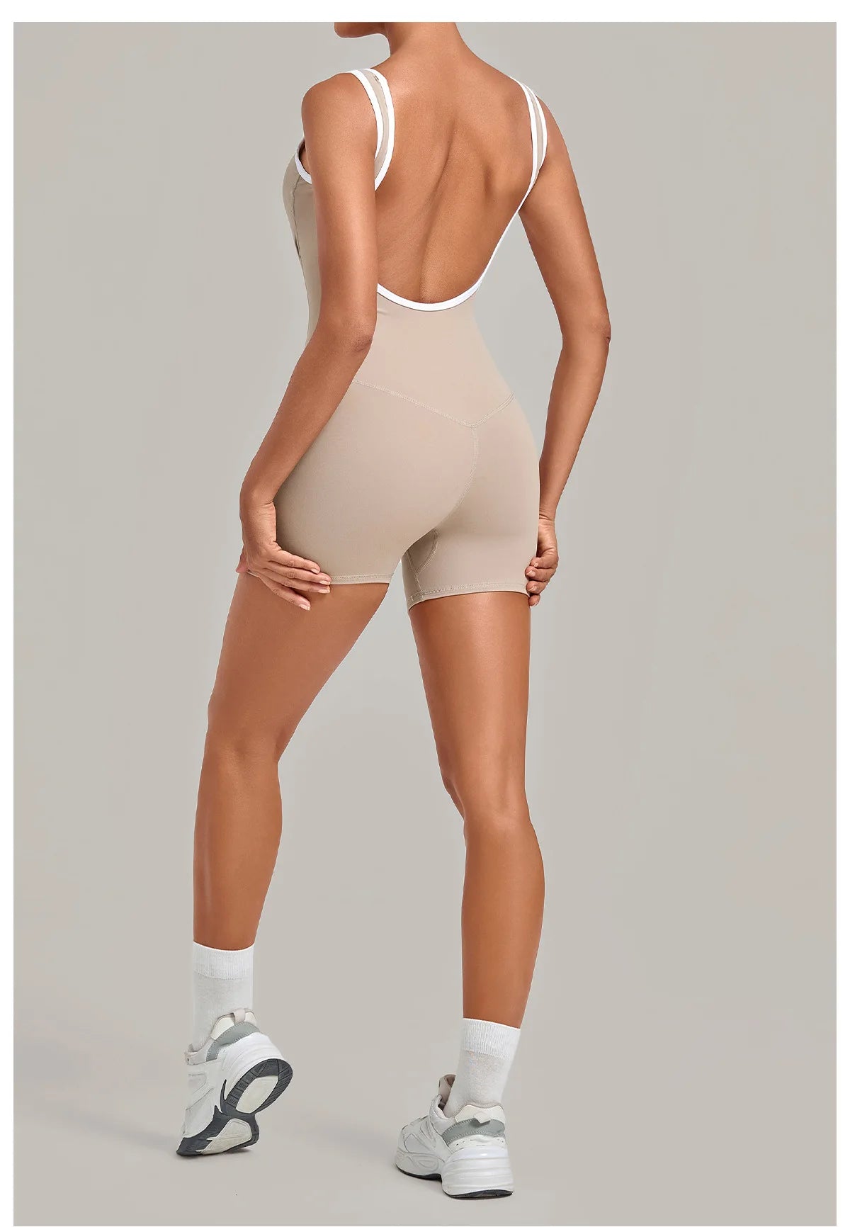 Color Blocking Brushed Yoga Jumpsuit Women Hollow Out Backless Tight Sport One Piece Suit Gym Running Exercise Fitness Bodysuits