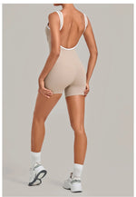 Color Blocking Brushed Yoga Jumpsuit Women Hollow Out Backless Tight Sport One Piece Suit Gym Running Exercise Fitness Bodysuits