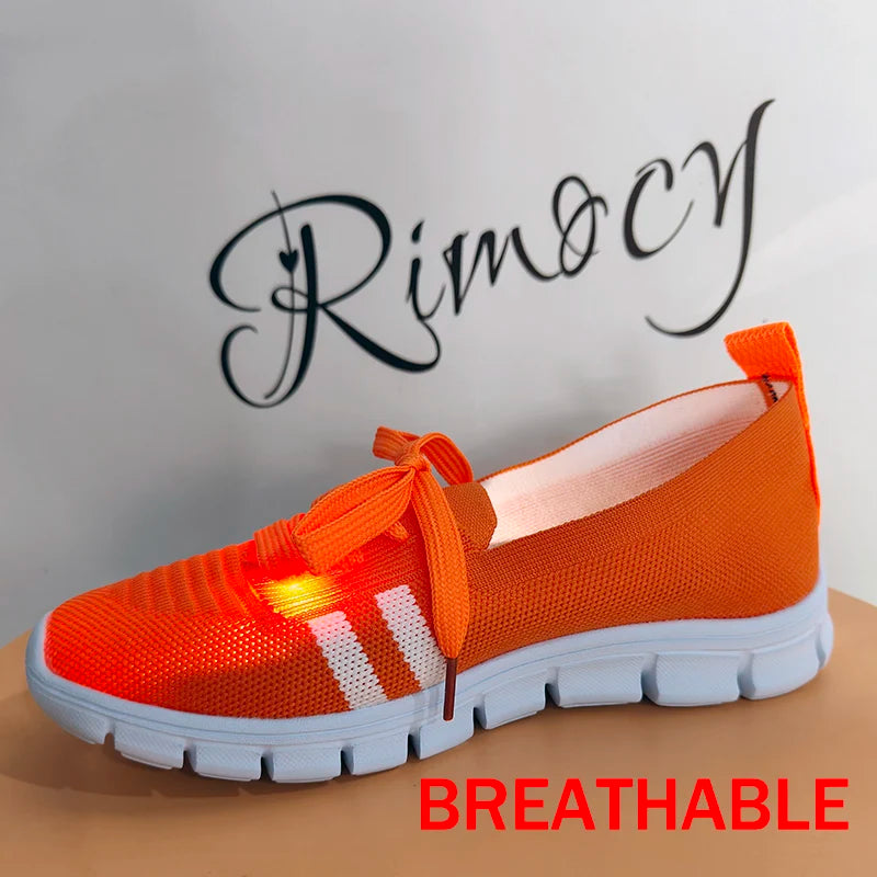 Fashion Striped Knitted Flats Women 2025 Summer Soft Sole Non Slip Walking Shoes Woman Plus Size 36-43 Low Heel Loafer Female