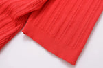 Foridol Red Knitted Polo Dress Autumn Winter Women Dress Casual Elegant Maxi A-line Hollow OutDress Slim Christmas Party