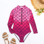 2026 NewFish Scale Printed Surfing Suit for Women,Long Sleeve One-Piece Swimsuit,Zipper Competitive High Elasticity Bikini