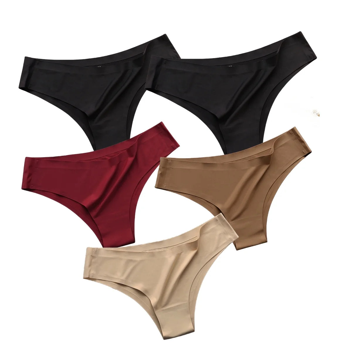 5PCS/Set Panties Women Seamless Underwear Low Rise Female Underpants Glossy Solid Color Briefs Comfort Invisible Underwear