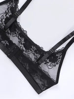 1pcs Plus Size 1XL-4XL Sexy Lace Women's Bras No Pad Breathable Sexy Lingerie 3/4 Cup Black Female Underwear Perspective Bra