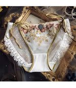 Lace-up Briefs Transparent Lace Panties Women Lingerie Sexy Underwear Low Waist Ropa Mujer Floral Embroidery Lenceria Femenina