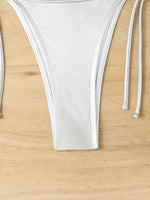 Sexy Shiny Silver Bikini Set Women Push Up Micro Swimsuit 2025 Brazilian Beach Bathing Suit Tie Side Thong Swimwear Biquini