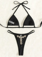 2026 Micro G String Diamond Bikini Women Swimsuit Female Triangle Swimwear Two Pieces Bikini Set Halter Bather Bathing Suit Swim