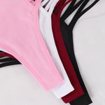 4pcs/pack Low Waist Ribbed Lady thongs Underwear Breathable Comfortable Women's G-string Letter Decor Elegant New Style Lingerie