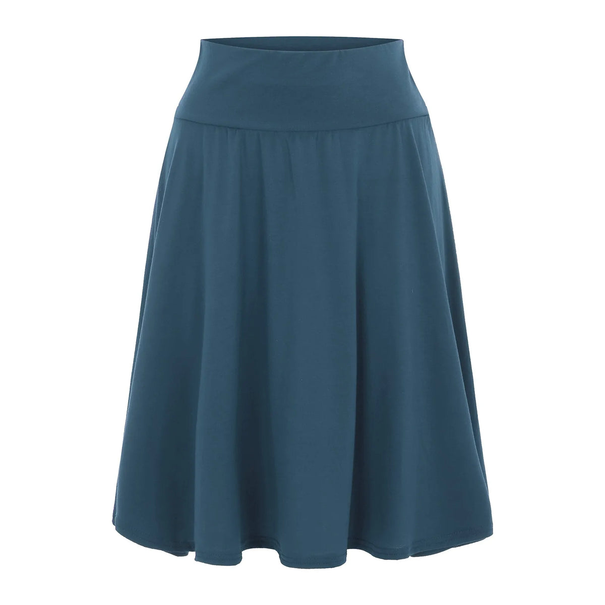 Women's Solid Color Casual High Waist Elastic Midi Skirts Spring Summer All Match Korean Ruffle Short Skirt Office Lady Faldas