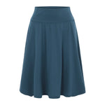 Women's Solid Color Casual High Waist Elastic Midi Skirts Spring Summer All Match Korean Ruffle Short Skirt Office Lady Faldas