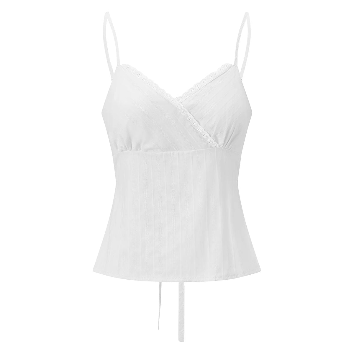 Women Camisole Solid Color Sleeveless Tops V-neck Lace Trim Slim Fit Summer Vest for Party Club