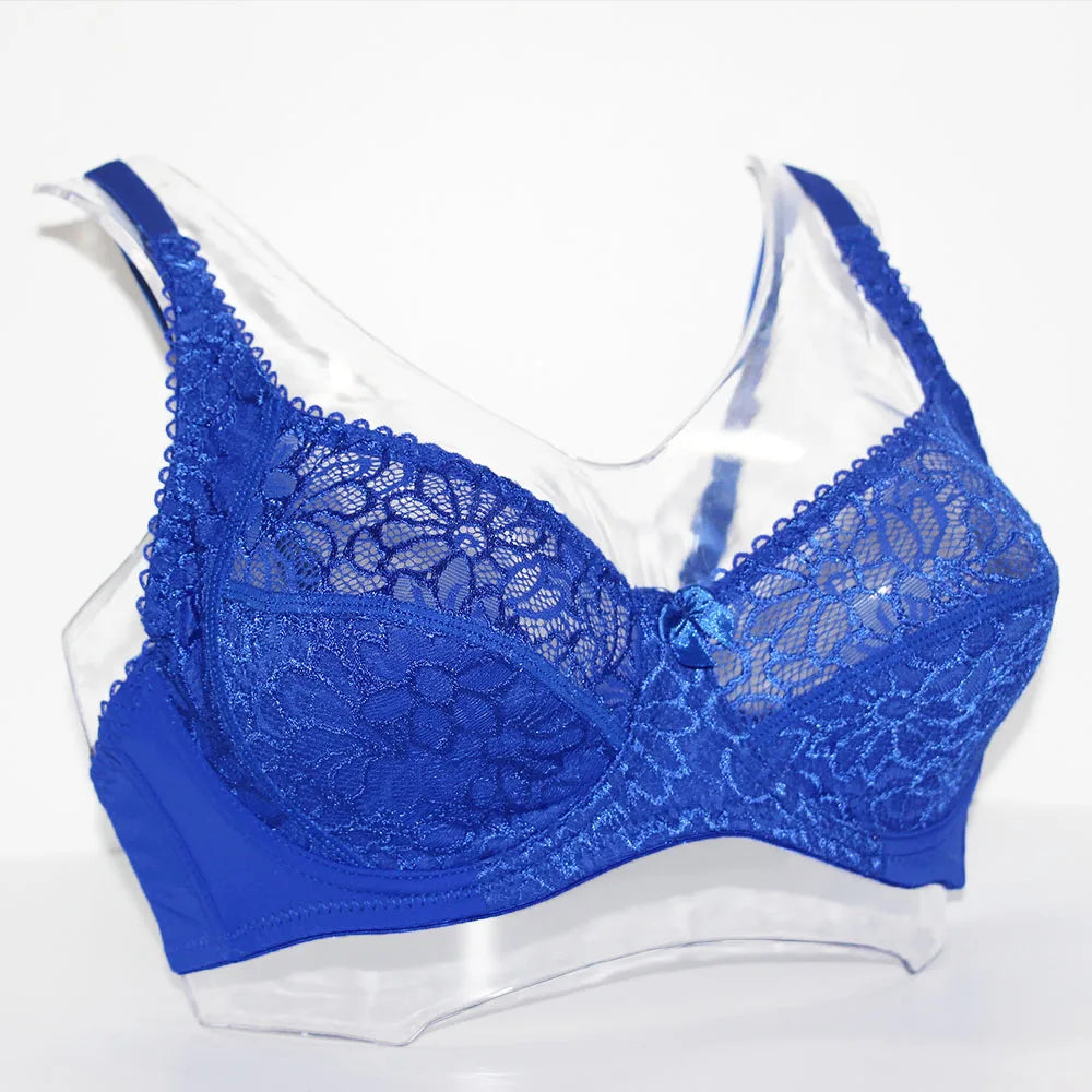 Plus Size Womens Lace Bra Lager Bosom See through Bralette Underwired Sexy Lingerie 34 36 38 40 42 44 B C D DD E F Cup