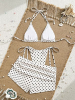 With Shorts Polka Dot Halter Mini Micro Thong Bikini Female Swimsuit Women Swimwear Three-pieces Bikini Set Bathing Suit Swim