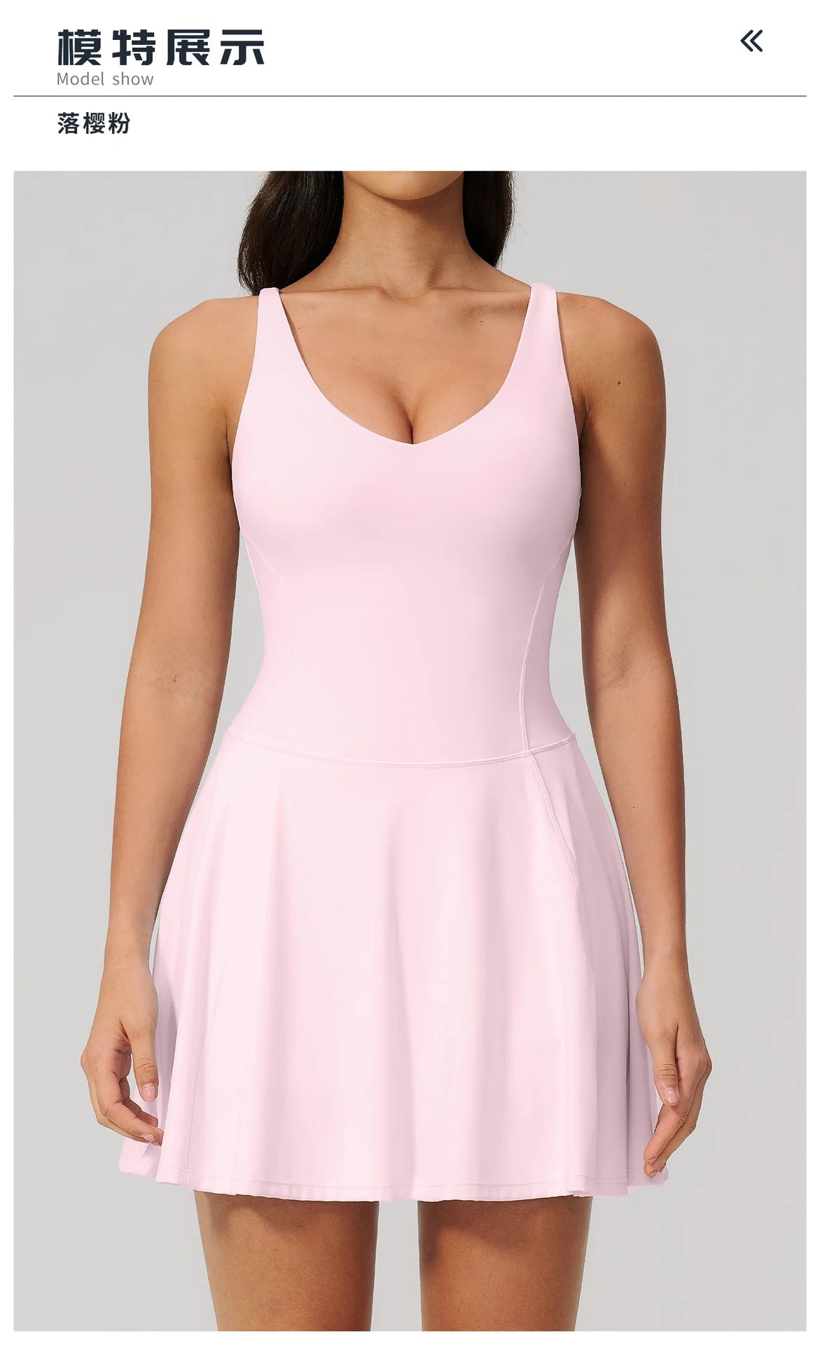 Bodycon Tennis Dress with Shorts Pocket Women Speed Dry Sleeveless V Neck One Piece Sport Outfit Short Dress Fitness Yoga Set