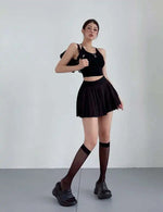 Preppy WOMENGAGA American Style Style High Waisted Slim Pleated Skirt For Women's Summer Ballet Skirt Fashion Women QI9Y