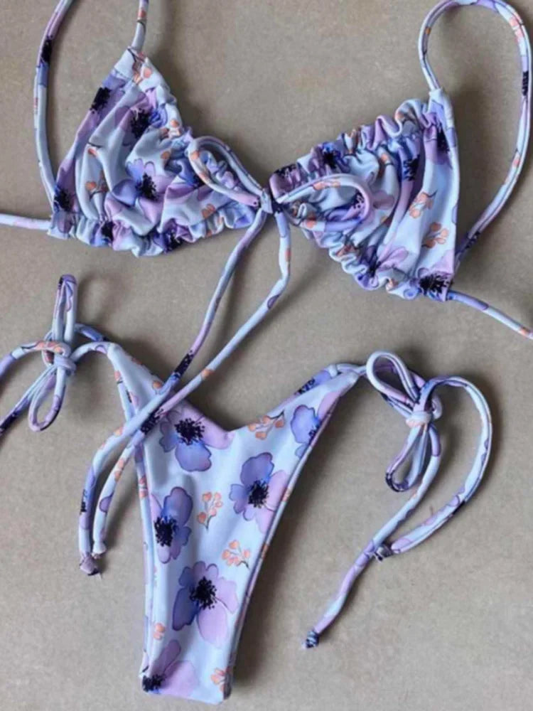 Sexy Ruffle Frilled Micro Thong Bikini 2025 Women Swimwear Female Swimsuit Two-pieces Bikini set String Bather Bathing Suit Swim