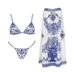 Retro 2Pcs One Piece Swimsuit Women Sexy Bikini Push Up Swimwear Female Halter Swim Suit Bandeau Biquini Beachwear Bathingsuit