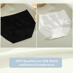 2PCS Seamless Ice Silk Briefs Women's Transparent Panties Sexy Breathable Underwear Female Stretch Erotic Korean Ultra Lingerie