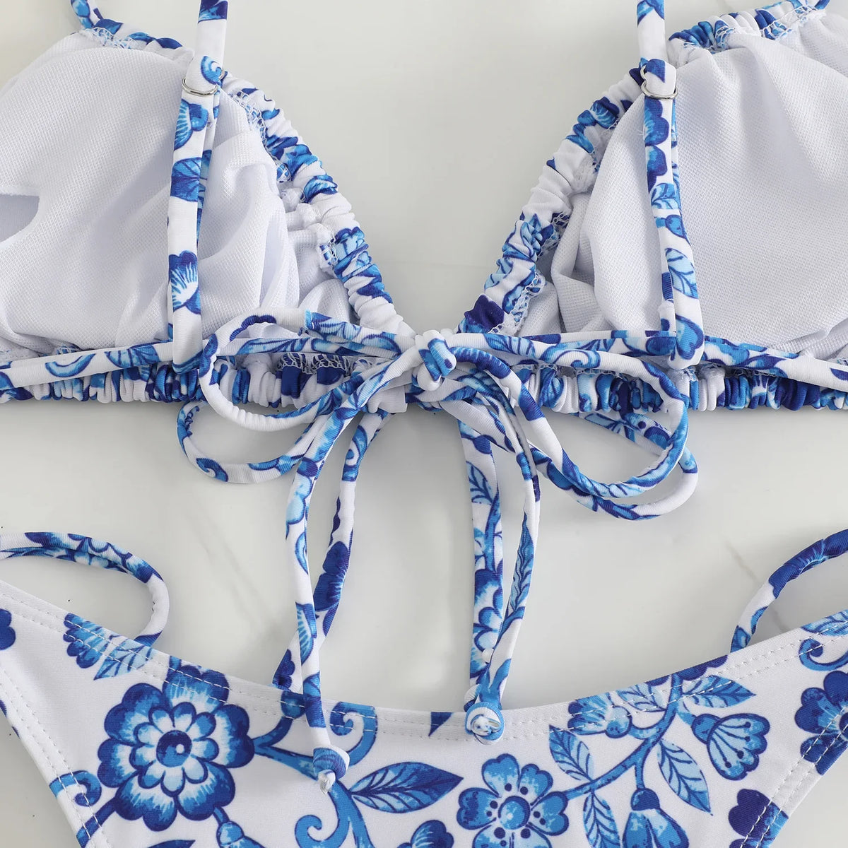 sexy floral print micro bikini blue and white porcelain bikini swimwear swimsuit women biquini thong bikini set bathing suits