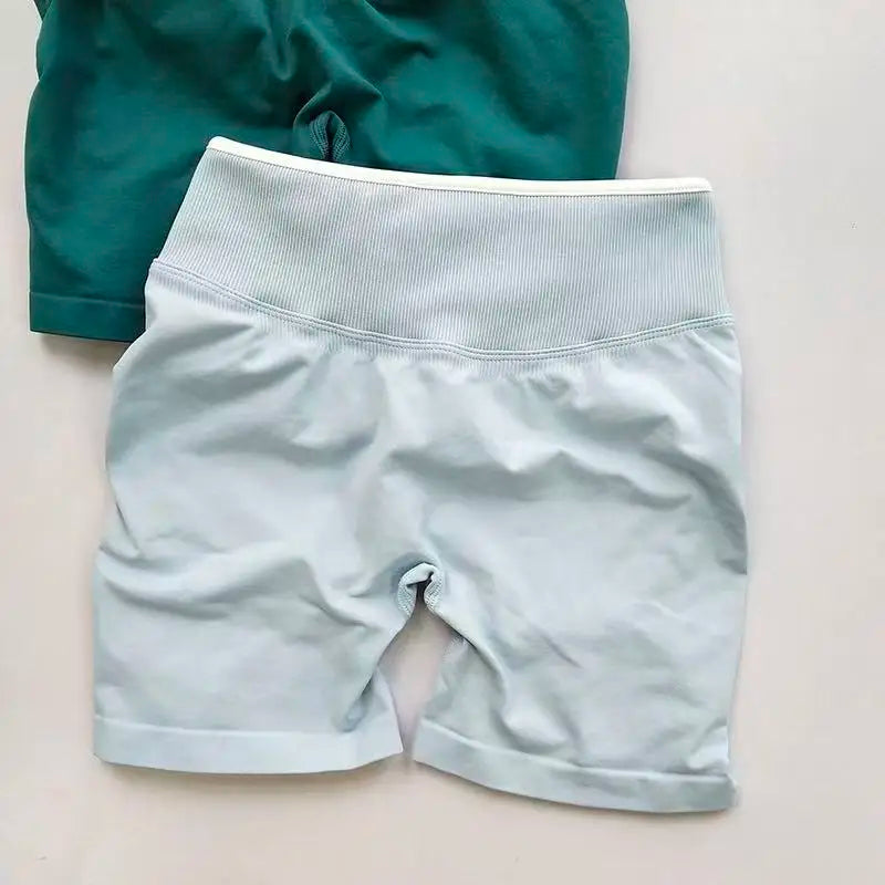 Women's High-Waisted Seamless Yoga Sports Shorts Hip-Lifting Knitted Peach Pants Summer Training Fitness Wear