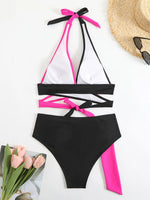 Sexy Halter Bikini 2026 Criss Cross Solid Swimsuit High Waist Swimwear Female Bathers Bathing Swimming Suit Padded Beachwear