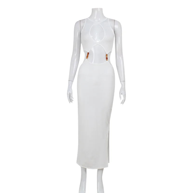 Party Long Dresses Women Sexy Hollow Out Backless Package Hip Prom Club Dress Fashion Hot Girl Vestidos Trendy Streetwear New