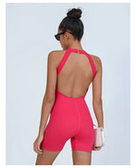 Sexy Fitness Yoga Jumpsuit Women Hollow V Neck Tight Backless Sports One Piece Suits Quick Drying Sleeveless Scrunch Romper