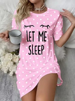 Women's Nightgown Casual Print Nightshirt Polka Dot Short Round-Neck Sleeve Loose Sleepwear Nightdress Summer Pajama