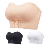 Women Bra Anti-slip Push Up Front Closure Invisible Tube Top Bra Solid Color Elastic Lady Bandeau Bra Women Underwear