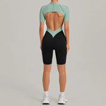 Women's Seamless Yoga Jumpsuit Sports Workout Running Hip-lifting Slim Fit Shorts One-Piece Training Fitness Gym Bodysuit