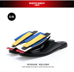 Summer Women Slipper High Block Heels Mules Party Club Ladies Mixed Color White Outdoor Slip-on Square Toe Shoes