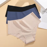 Seamless Women Briefs S-XXL Wave Edge V-shaped Underwear Panties Ice Silk Underwear For Women Low Waist Briefs One Piece Panty