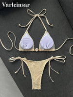 Halter Fishnet Bikini Women Swimwear Female Swimsuit Two-Pieces Bikini Set High Cut Leg Padded Bather Bathing Suit Swim V8339