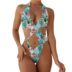 2025 Sexy High Cut Out Halter Female Swimwear One Piece Swimsuit Women Cross Bandage Monokini Bather Bathing Suit Swim Bodysuit