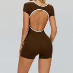 Yoga Set Women's Tracksuit Yoga Overalls One-Piece Sportswear Women's Short Sleeves Gym Workout Clothes Fitness Stretch Bodysuit