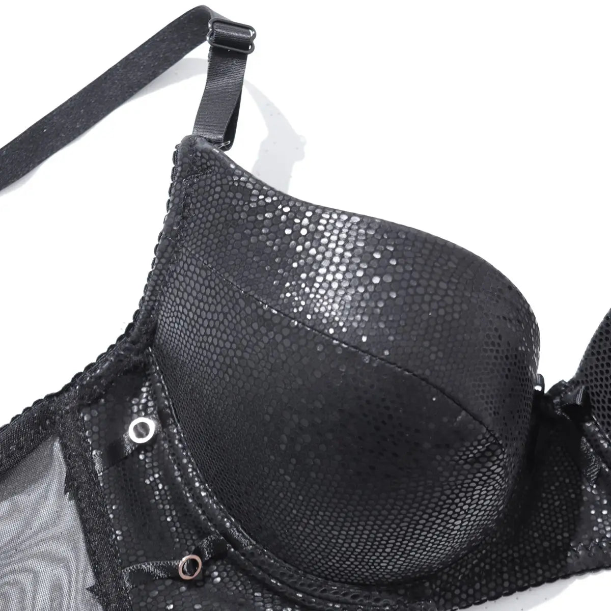 Beauwear Lady Sexy Soft PU Leather Splice Sponge Padded Molded Cup Underwire Push Up Bra Punk Style