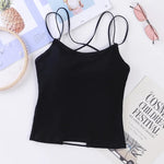 Women Tank Crop Tops Female Crop Top Seamless Backless Summer Cropped Camis Removable Pads Lingerie Girls Camisole