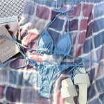Ruffled Frilled Brazilian Bikini Women Swimwear Two-Pieces Bikini Set Female Swimsuit Halter Bather Bathing Suit Swim Lady V2817