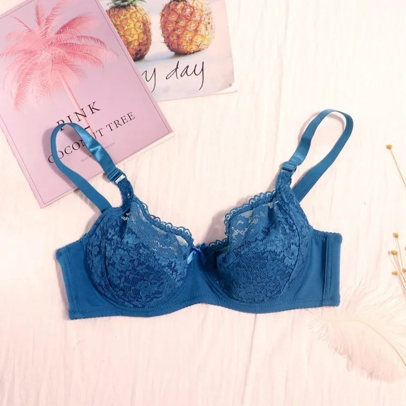 Beauwear Ultra Thin Unlined Bralette For Women Plus Size Lace bras With Frame Full Cup Minimizer Bras 85D 90D 95D 100D 105D 110D