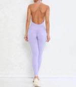 Women's Seamless Yoga Jumpsuits Sports Fitness Peach Hip-lifting Beauty Backless One-piece Pocket Tight Workout Gym Bodysuit